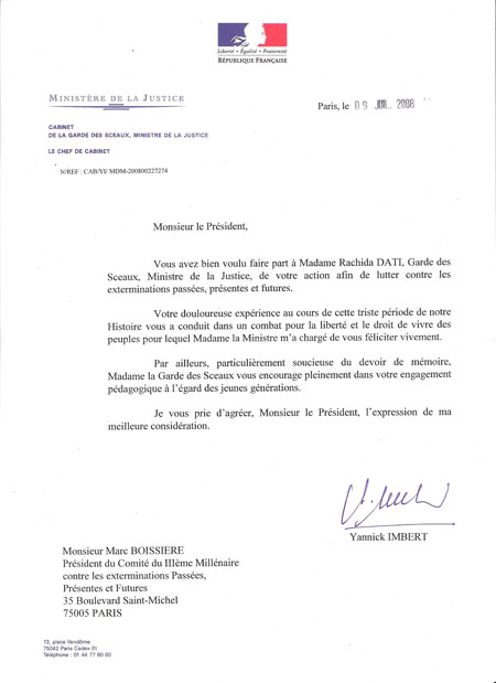 lettre de soutien de Rachida Dati à la Flamme