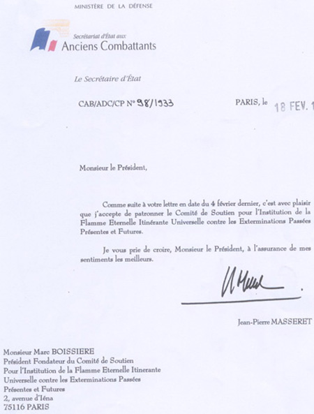 Lettre de Mr Masseret