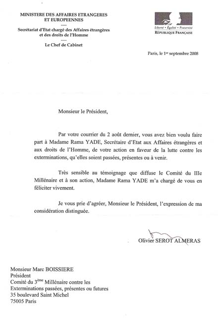 lettre de soutien de Rama Yade à la Flamme