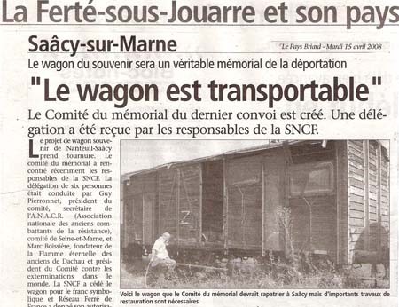 article journal sur le wagon pour Nanteuil-Saacy